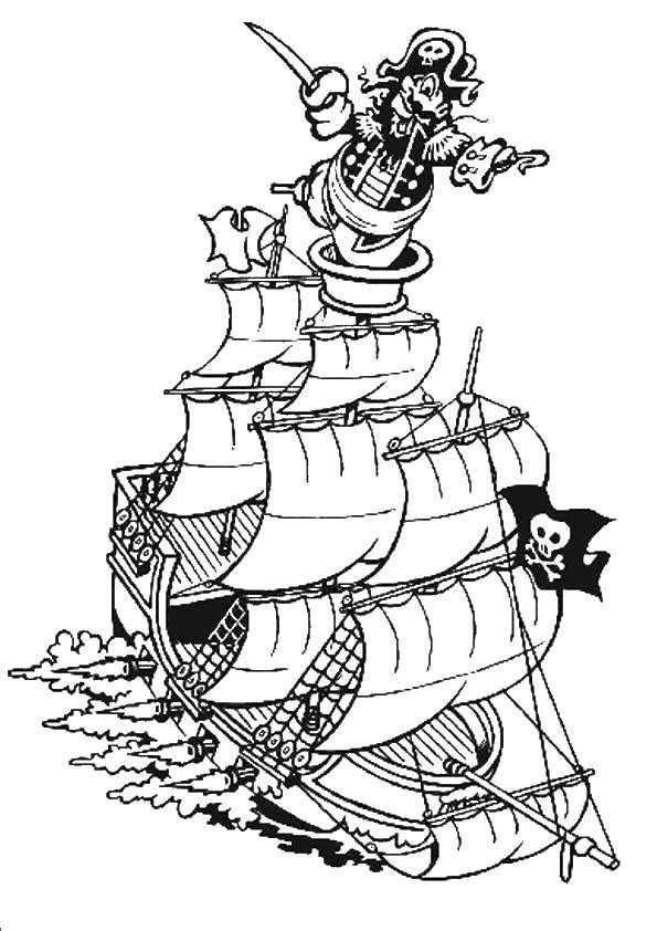 Название: Раскраска Пиратский корабль. Категория: Пираты. Теги: пираты, корабль.