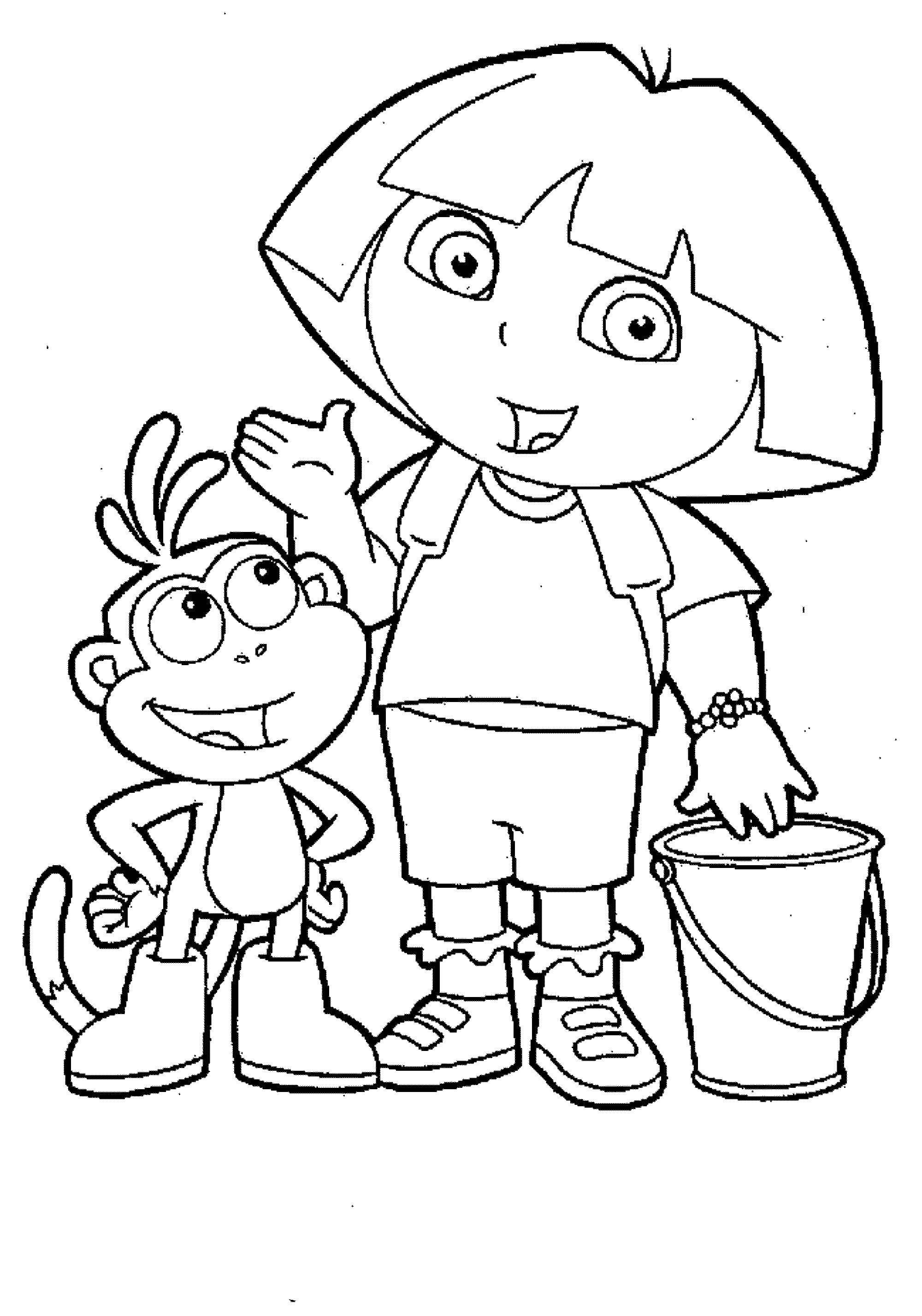 Coloring Dasha and slipper with a bucket. Category Dora. Tags:  Dasha traveler, slipper.