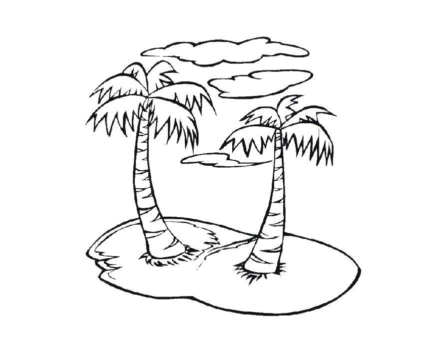 Название: Раскраска Остров с пальмами. Категория: остров. Теги: остров, пальмы.