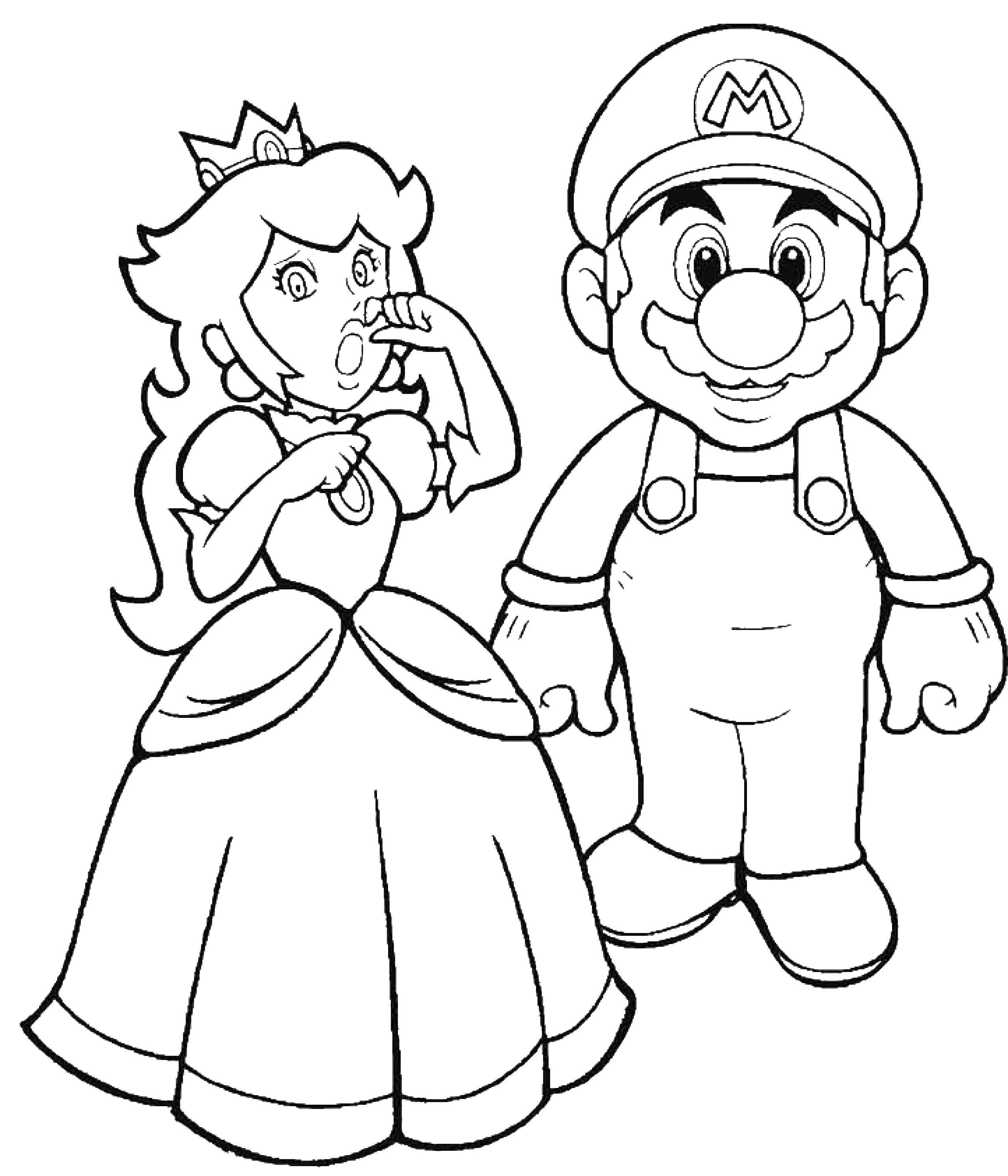 Coloring Super Mario and Princess. Category The character from the game. Tags:  super Mario, Princess.