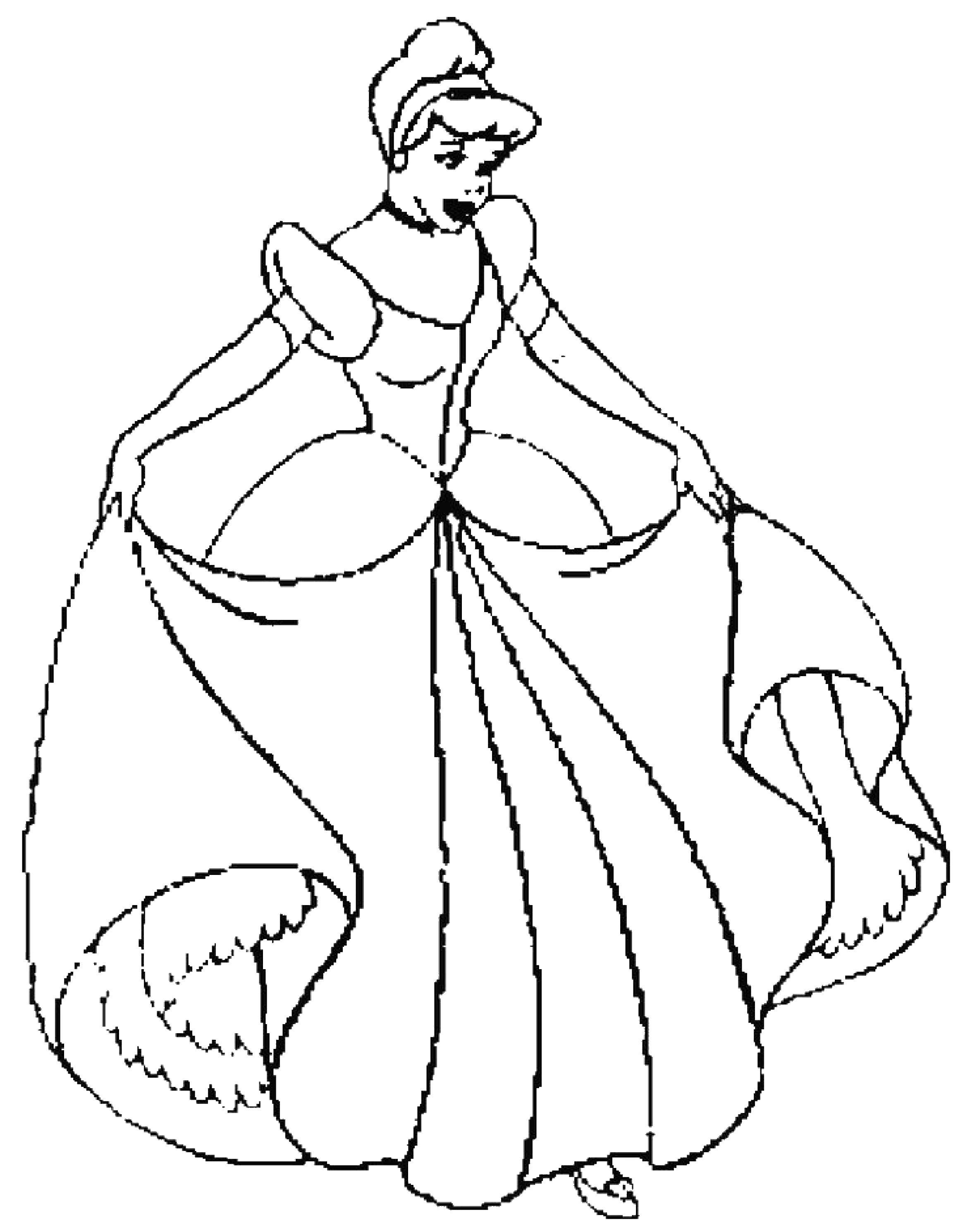Coloring Cinderella in a dress. Category Cinderella. Tags:  Cinderella, Prince, carriage, wedding.