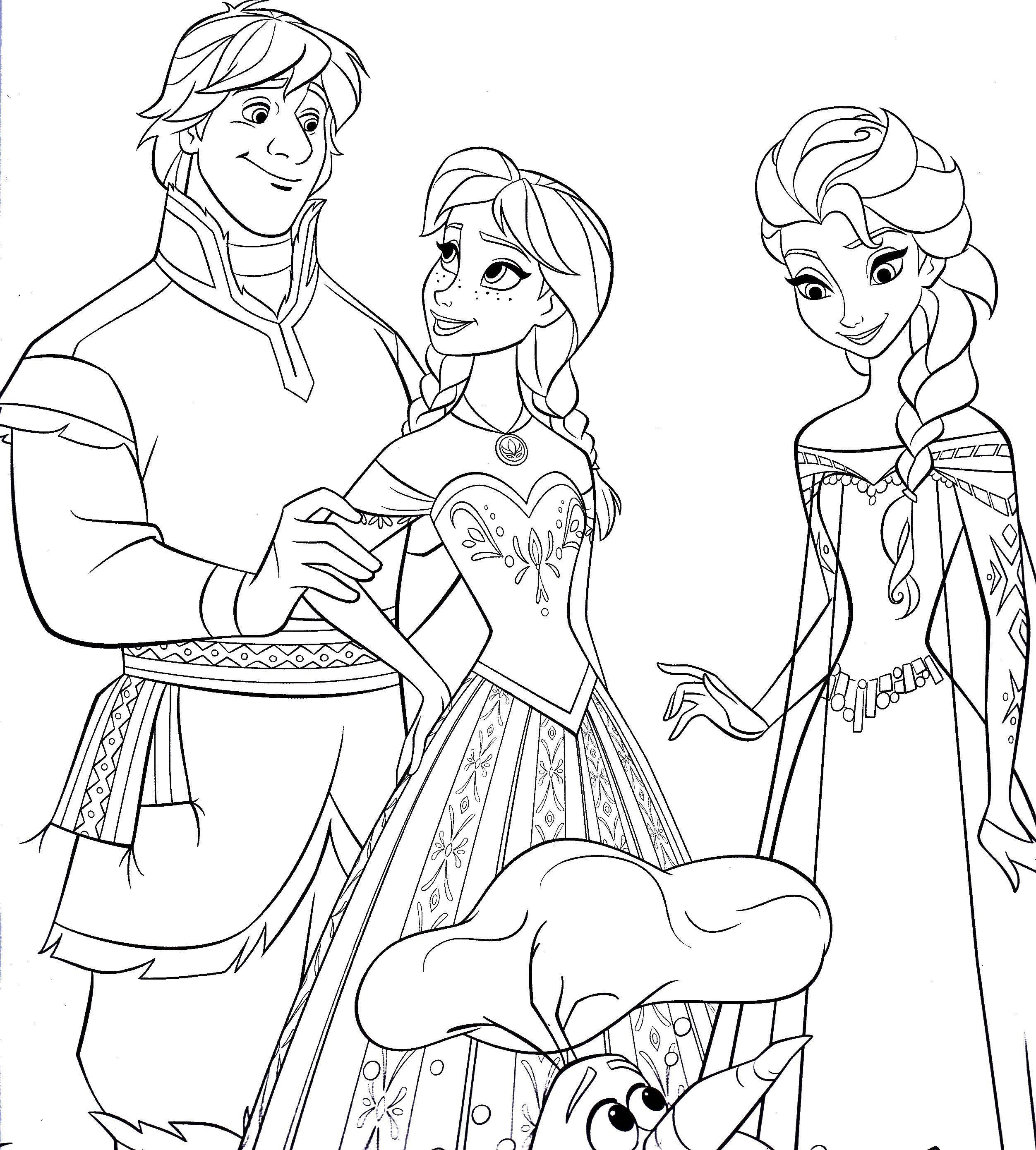 Coloring Elsa and Anna, Christophe. Category coloring cold heart. Tags:  Elsa, Princess, Anna.