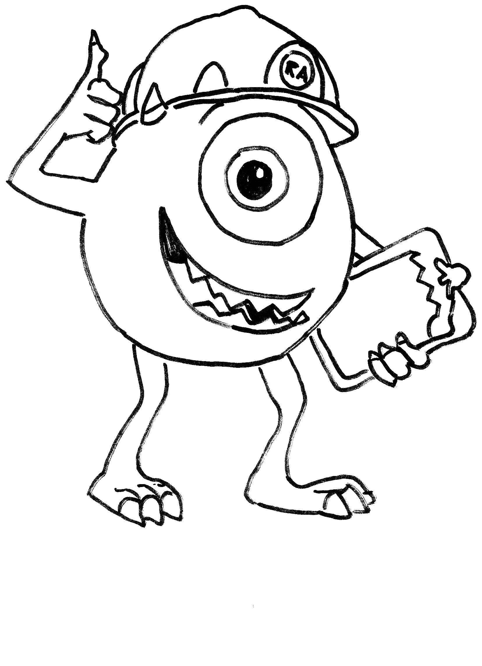 Coloring Mike wazowski. Category coloring monsters Inc. Tags:  monsters Inc, Mike, Sulley.