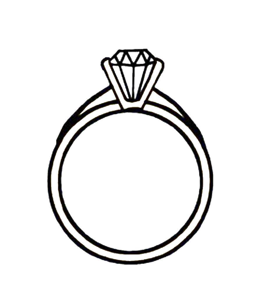 Название: Раскраска Колечко с бриллиантом. Категория: кольцо. Теги: украшения, кольца.