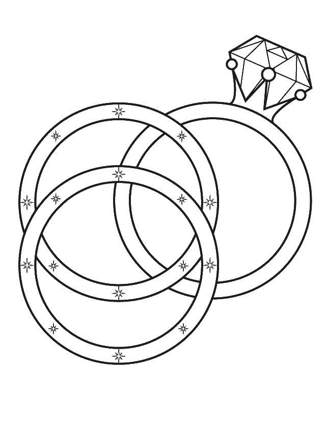 Название: Раскраска Кольцо с бриллиантом, 2 кольца. Категория: кольцо. Теги: кольцо с бриллиантом, украшения.