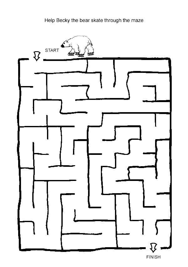 Coloring The bear at the start. Category mazes. Tags:  Bear, labyrinth.