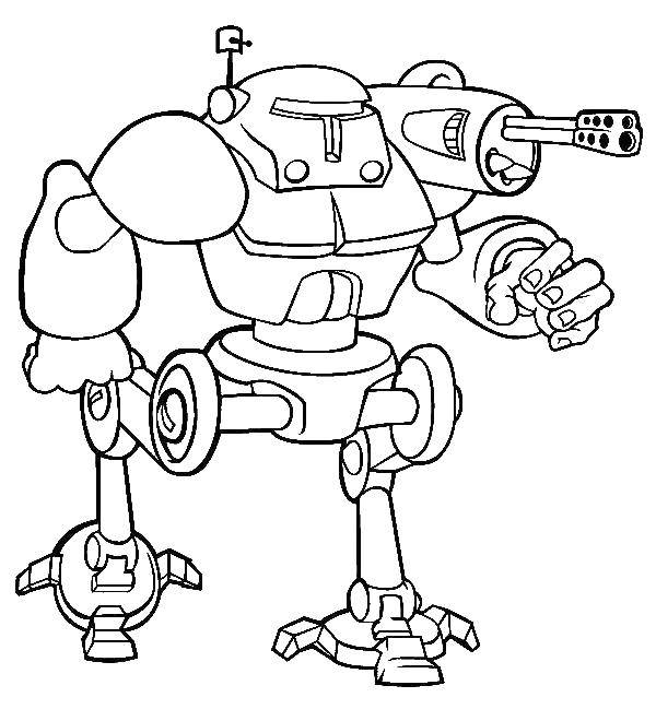 Coloring A robot with machine guns. Category robot. Tags:  cyborg, robot.