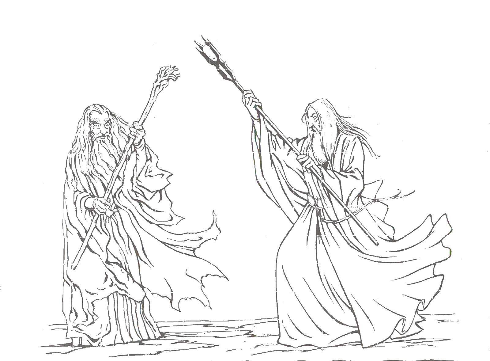 Coloring Gandalf and Saruman. Category Lord of the rings. Tags:  Gandalf, Saruman.