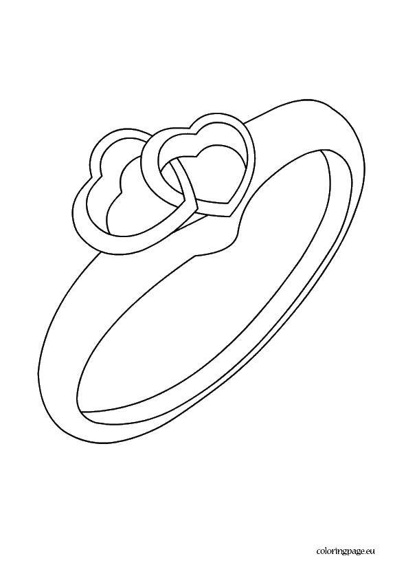 Название: Раскраска Колечко с сердечками. Категория: кольцо. Теги: украшения, кольца, сердечки.