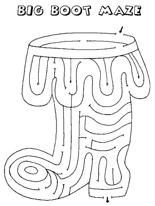 Название: Раскраска Сапог. Категория: лабиринты. Теги: Сапог, лабиринты.