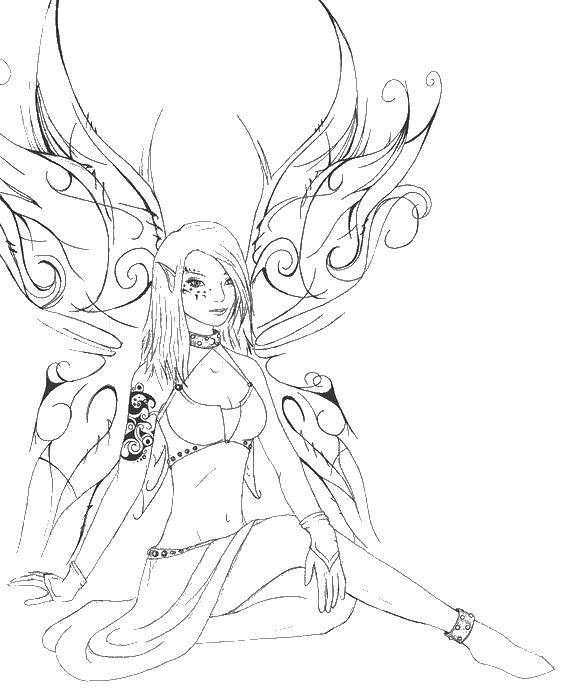 Coloring Fairy with wings. Category Fantasy. Tags:  fairy.