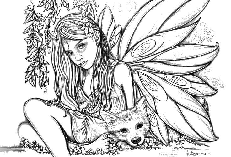 Название: Раскраска Фея с собачкой. Категория: Фэнтези. Теги: феи, девочки, для девочек, крылья.