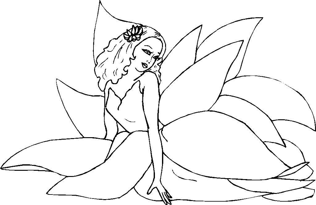 Coloring Flower fairy. Category fairy. Tags:  fairy, flowers.