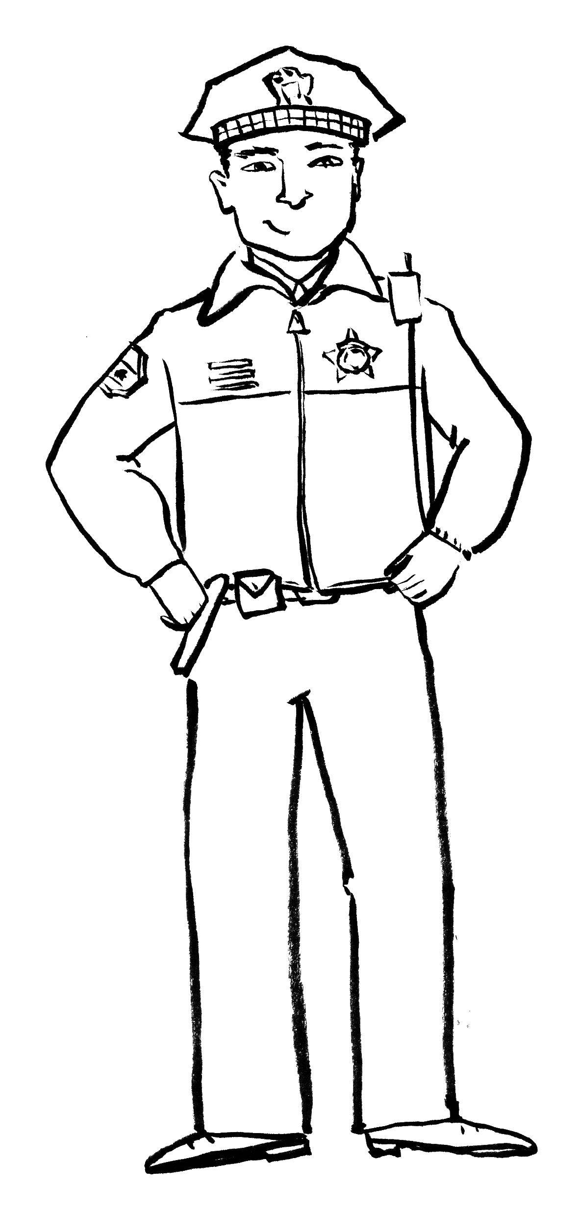 Раскраска профессии полицейский