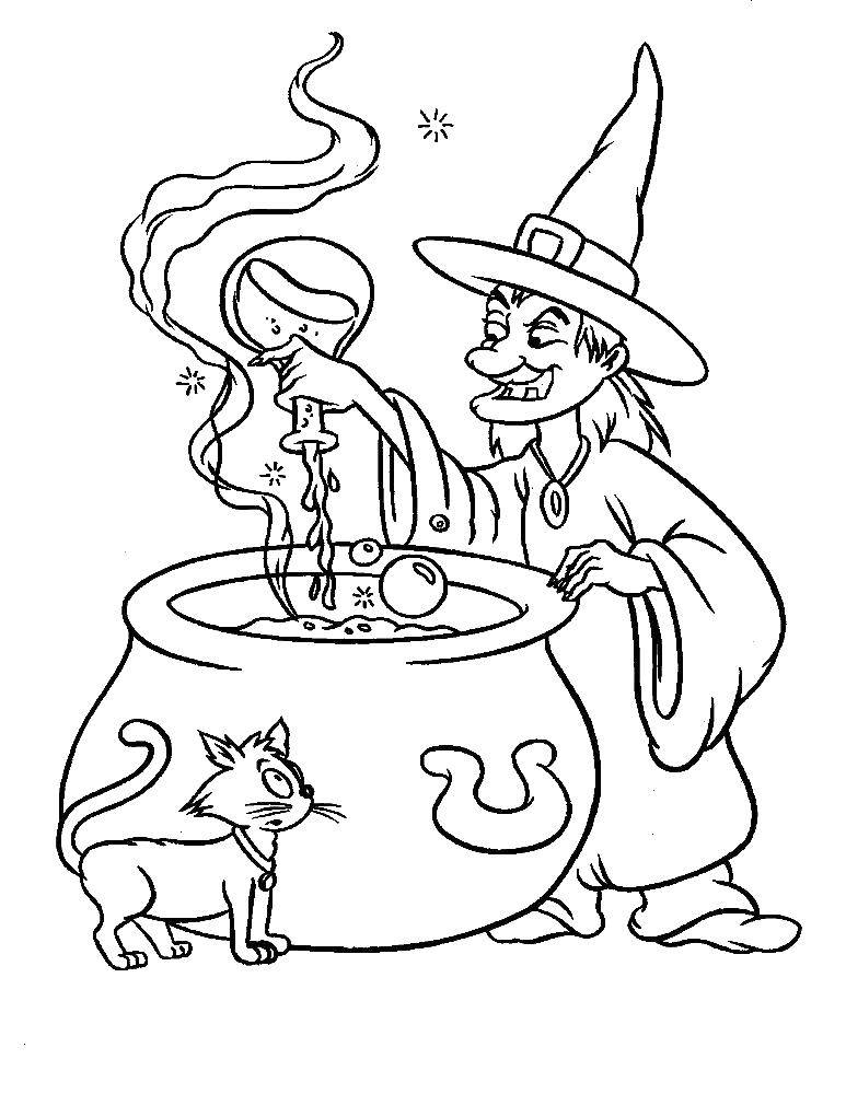Coloring Witch. Category that old woman. Tags:  that old woman, witch, cauldron.