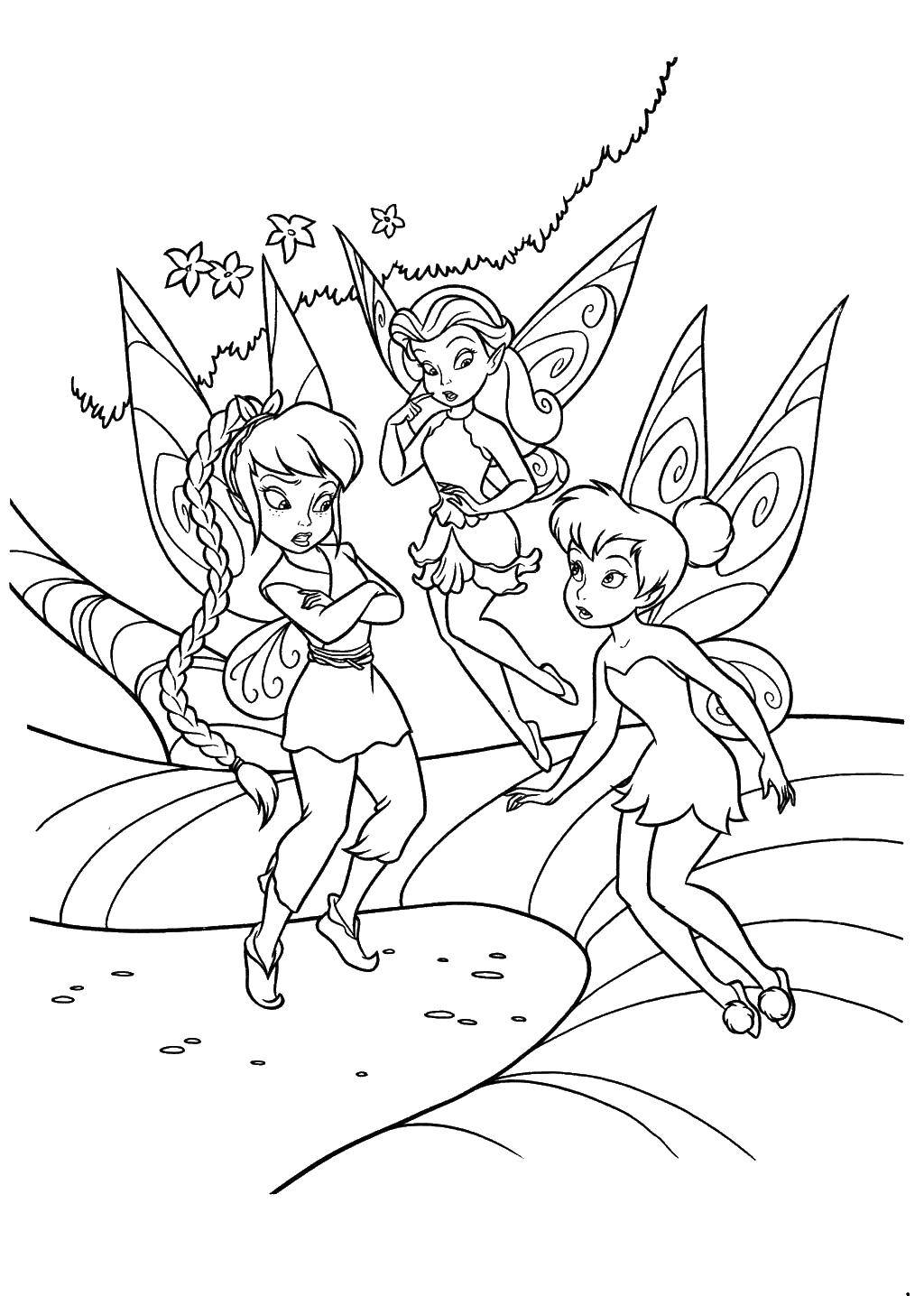 Coloring Tinker bell and her friends fairies. Category Ding , Ding Ding. Tags:  fairy, Tinker bell, vidia.