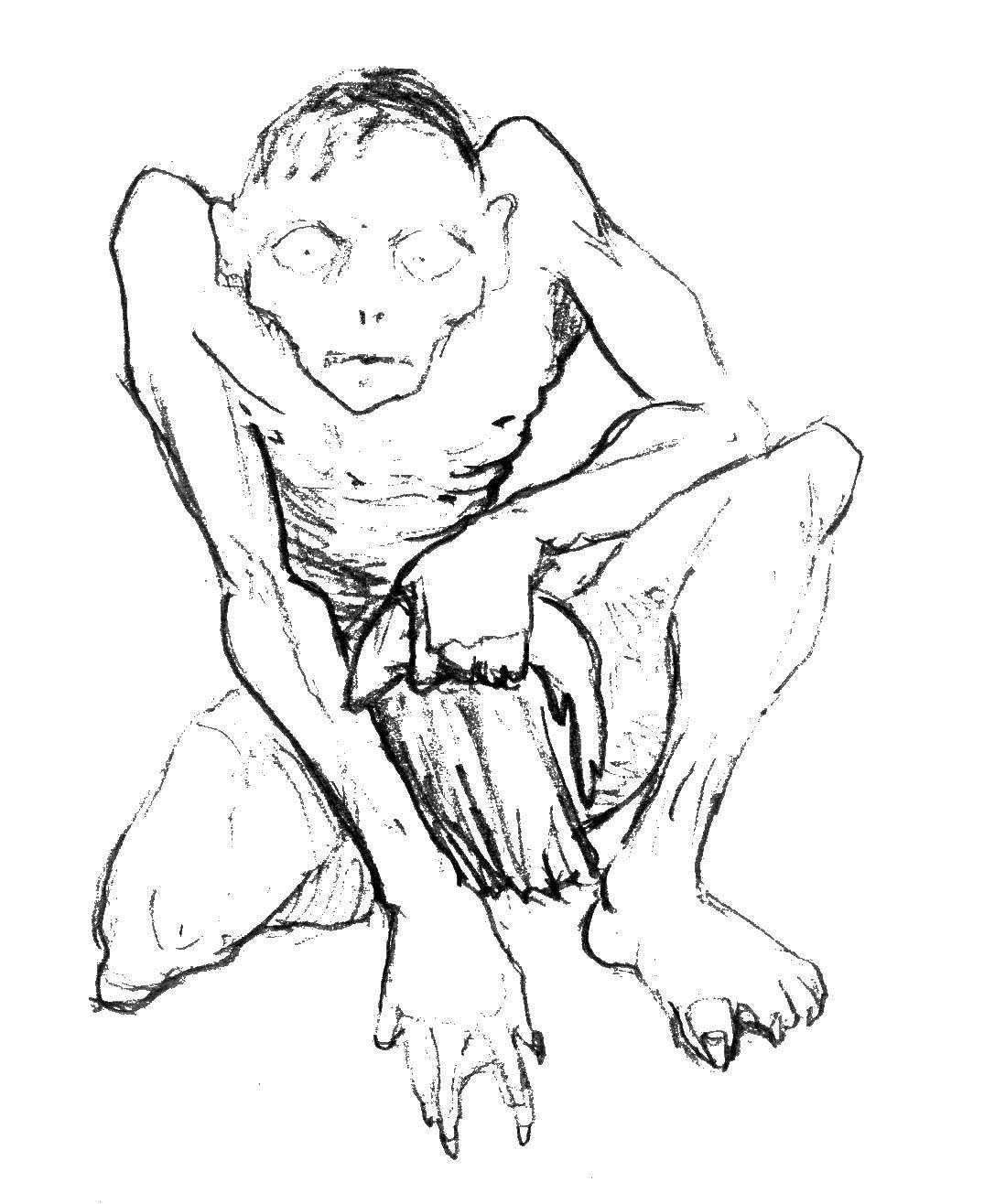 Coloring Gollum. Category Lord of the rings. Tags:  Gollum, Lord of the rings.