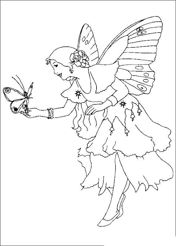 Название: Раскраска Фея. Категория: феи. Теги: феи, девочки, для девочек, крылья.