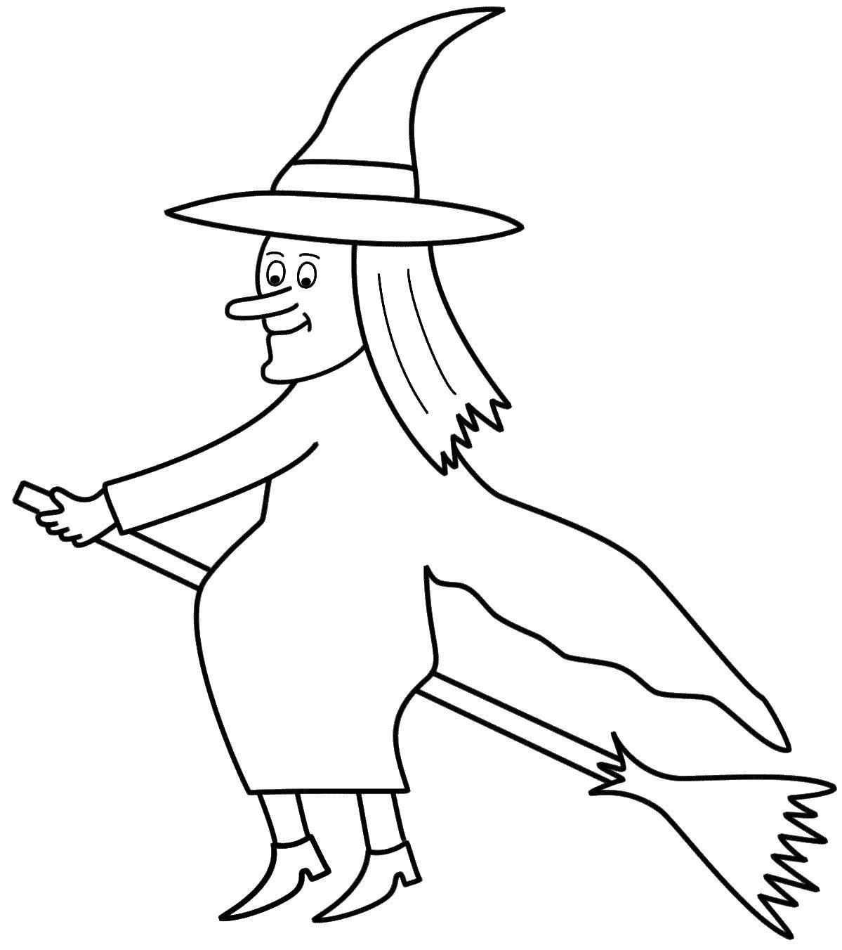 Coloring Witch on a broom. Category witch. Tags:  that old woman, witch, broom.