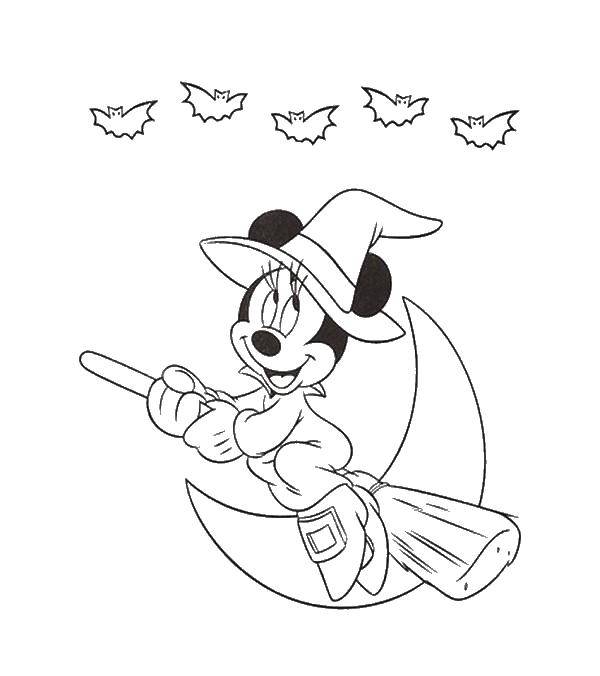 Coloring Mickey on the broom. Category Mickey mouse. Tags:  Mickey mouse, broom.