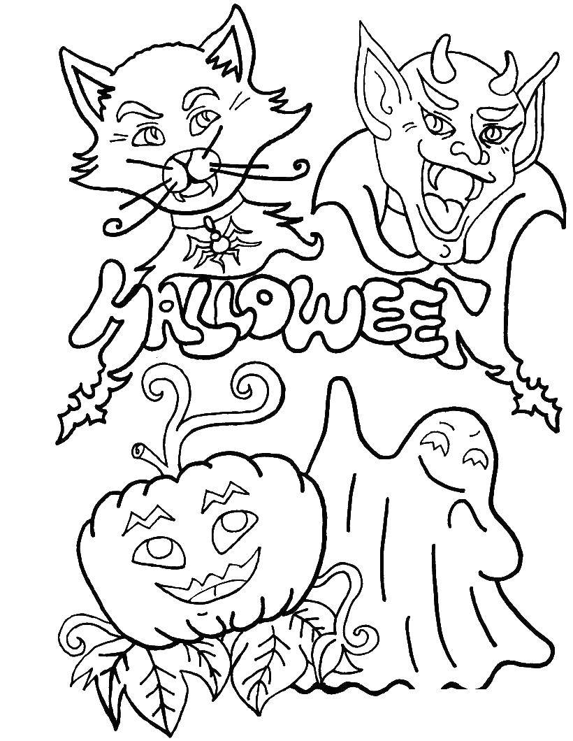Coloring Pumpkin on Halloween. Category Halloween. Tags:  witch, Halloween.