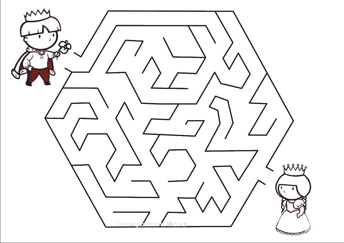 Coloring Prince looking for Princess. Category mazes. Tags:  Princess , Prince, maze.
