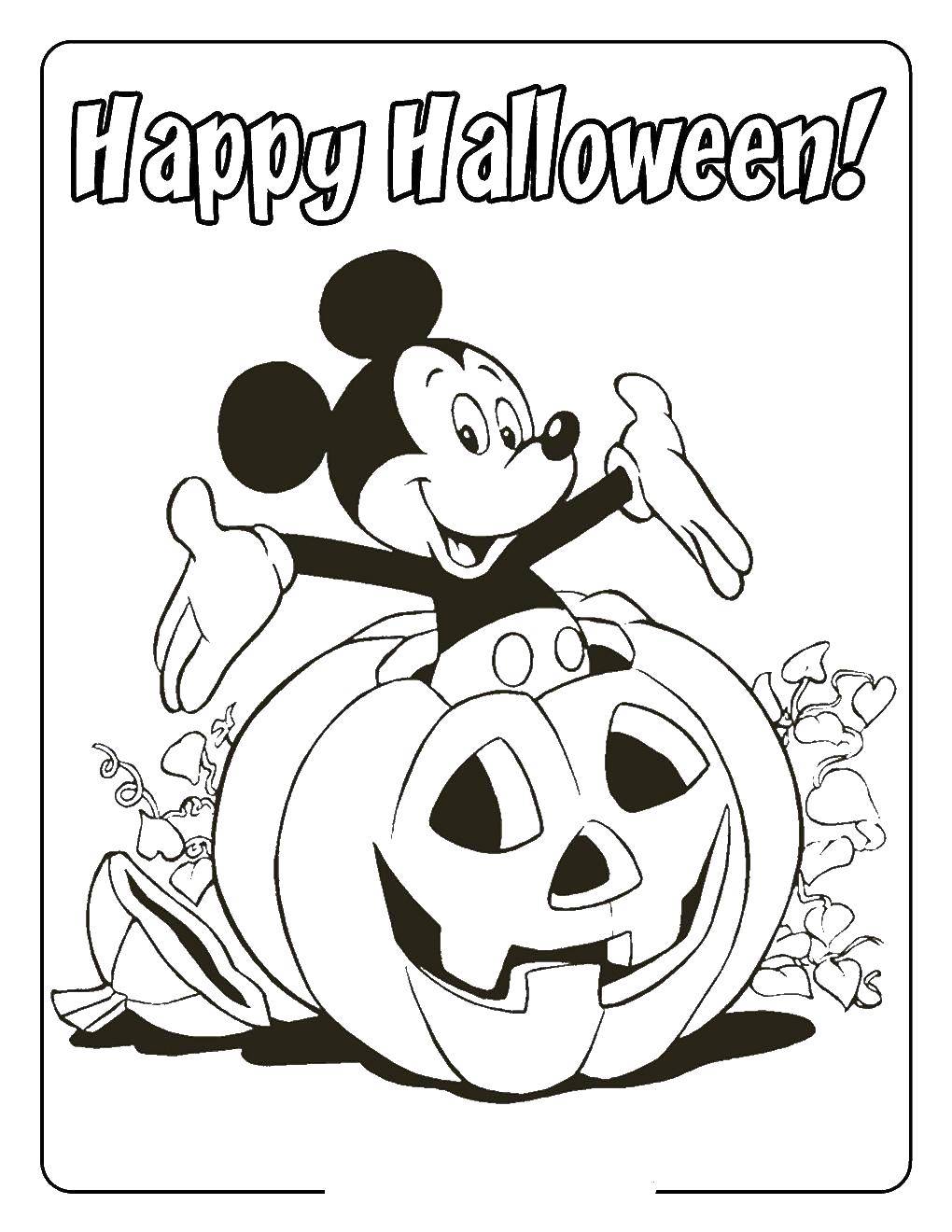 Coloring Happy Halloween. Category Halloween. Tags:  Halloween, pumpkin, Mickey mouse.