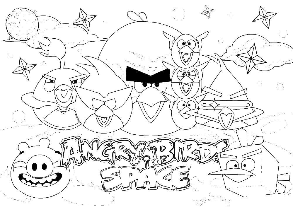 Coloring Angry birds in space. Category birds. Tags:  angry birds.