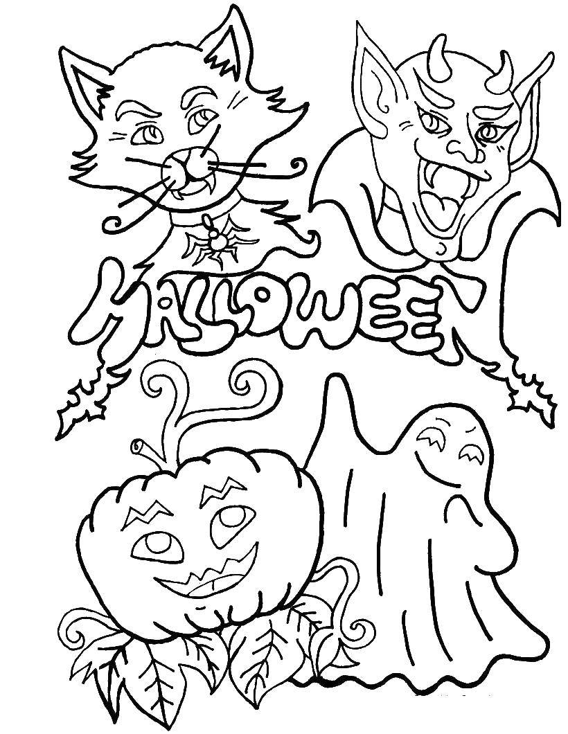 Coloring Halloween. Category Halloween. Tags:  Halloween, Ghost, pumpkin.