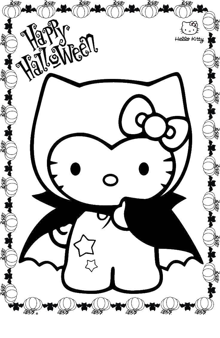 Coloring Kitty on Halloween. Category Halloween. Tags:  Halloween, Kitty.