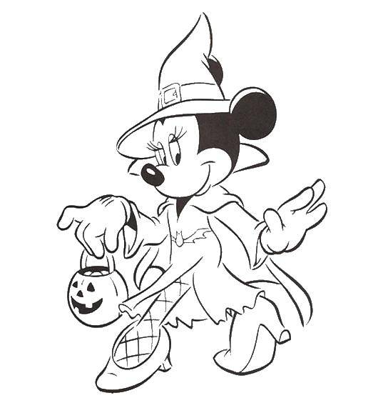 Coloring Minnie mouse witch. Category Mickey mouse. Tags:  Minnie mouse, witch.