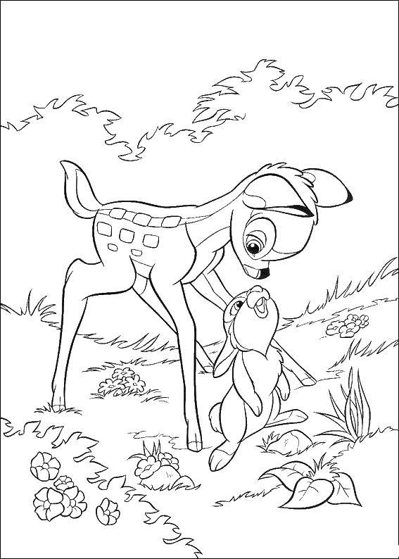 Coloring Cartoon Bambi. Category Bambi. Tags:  Bambi, cartoons, rabbit.