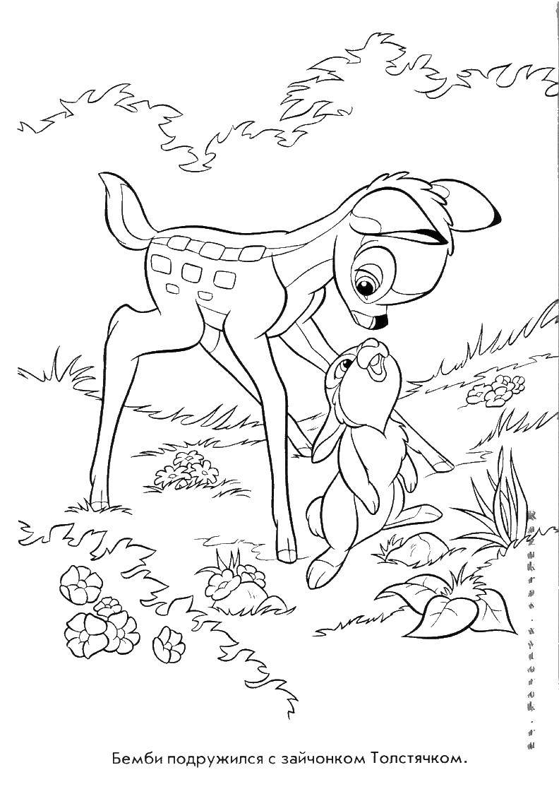 Coloring Cartoon Bambi. Category Bambi. Tags:  Bambi, cartoon, deer, Bunny.