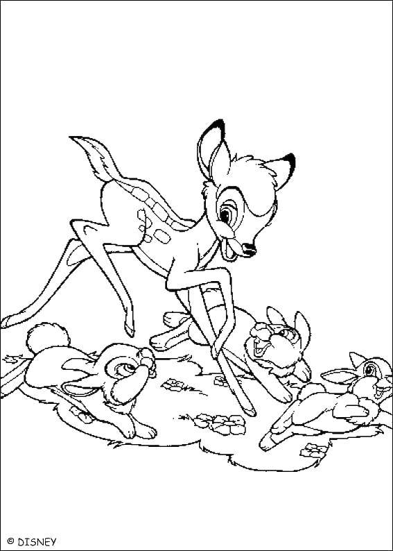 Coloring The deer Bambi and Bunny. Category Bambi. Tags:  Bambi, cartoon, deer.
