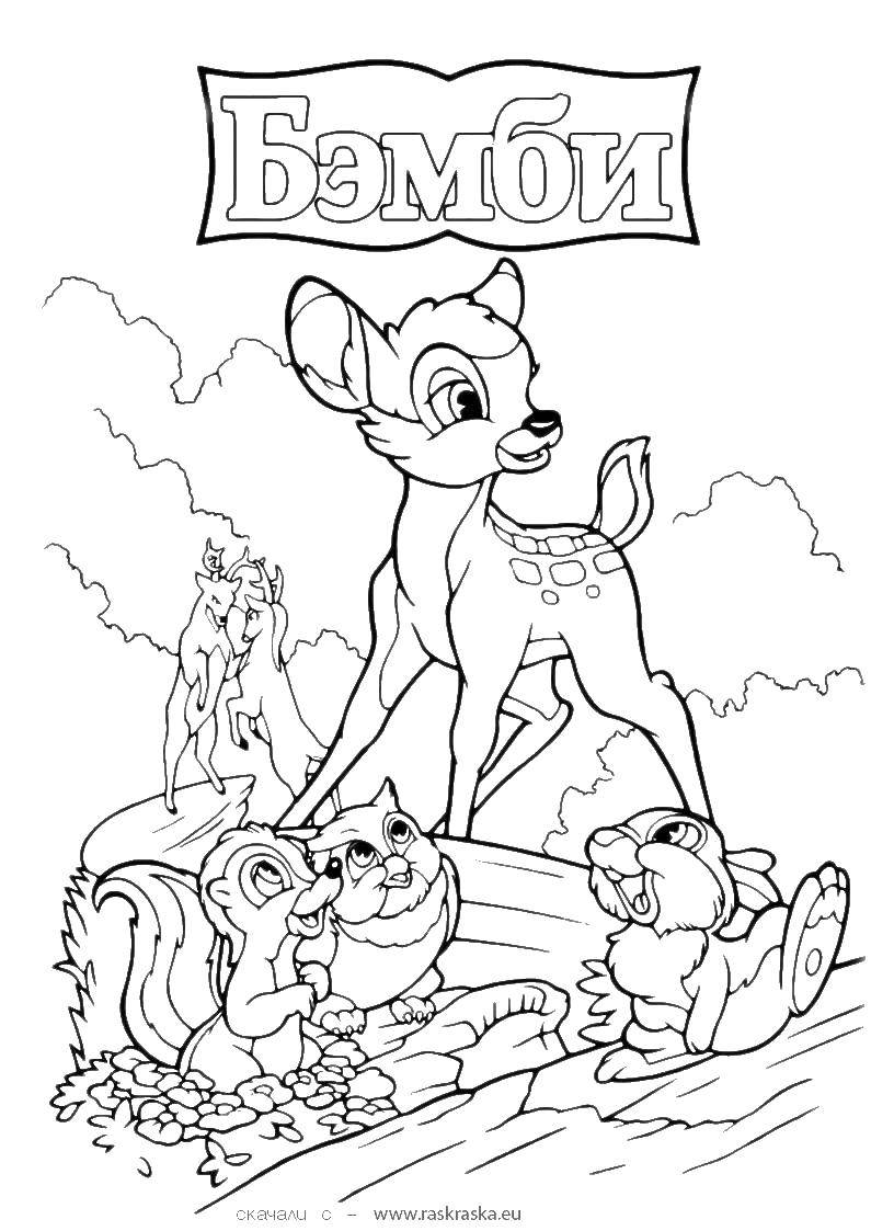 Coloring Cartoon Bambi. Category Bambi. Tags:  Bambi, cartoon, deer, animals.