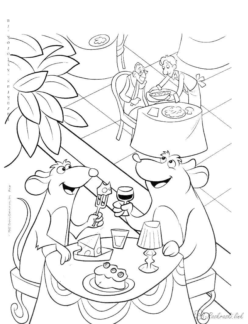 Coloring Cartoon Ratatouille. Category Ratatouille. Tags:  cartoons, Ratatouille, mouse, cook.