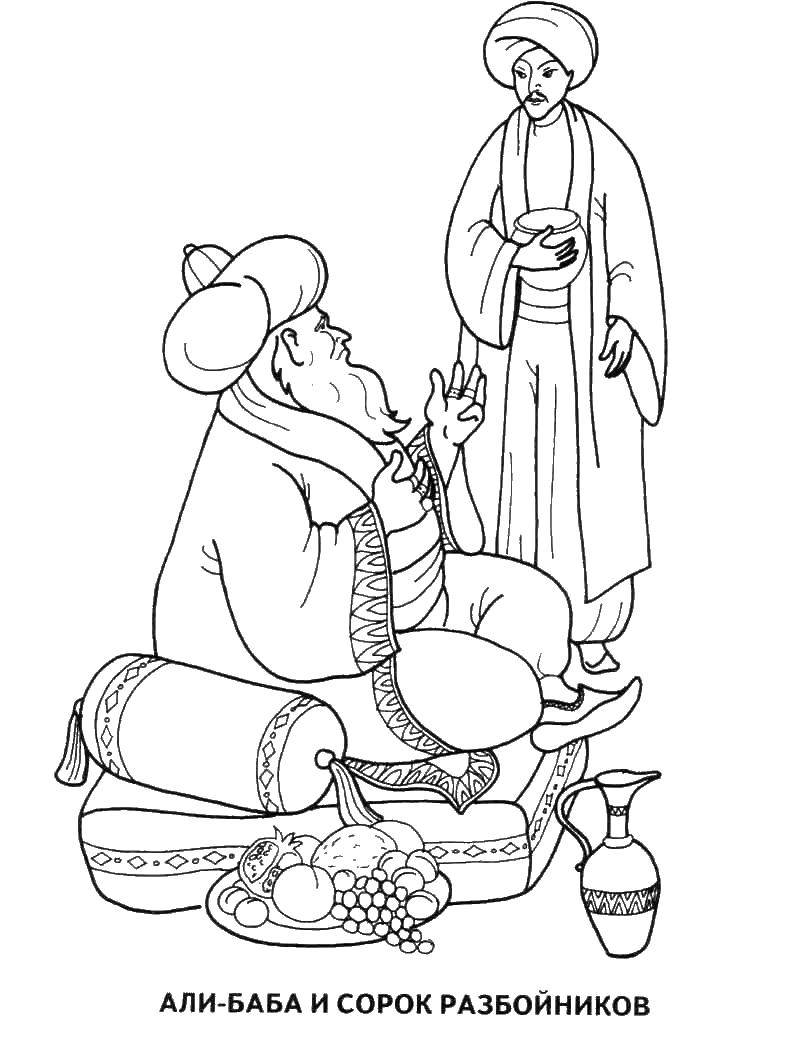 Coloring Ali Baba. Category Fairy tales. Tags:  the fairytales Ali Baba, the forty thieves.