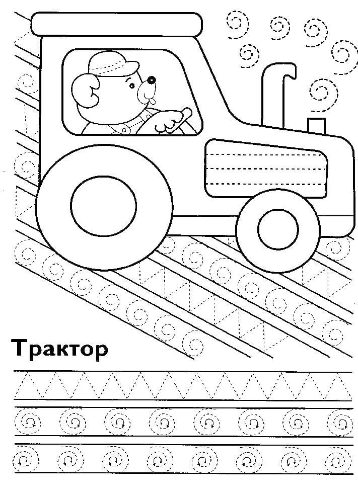 Название: Раскраска Мишка на тракторе. Категория: машины. Теги: трактор, мишка.