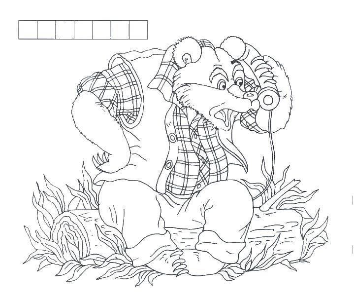 Coloring Mishutka on the phone. Category Animals. Tags:  cartoons, animals, bear, bear.