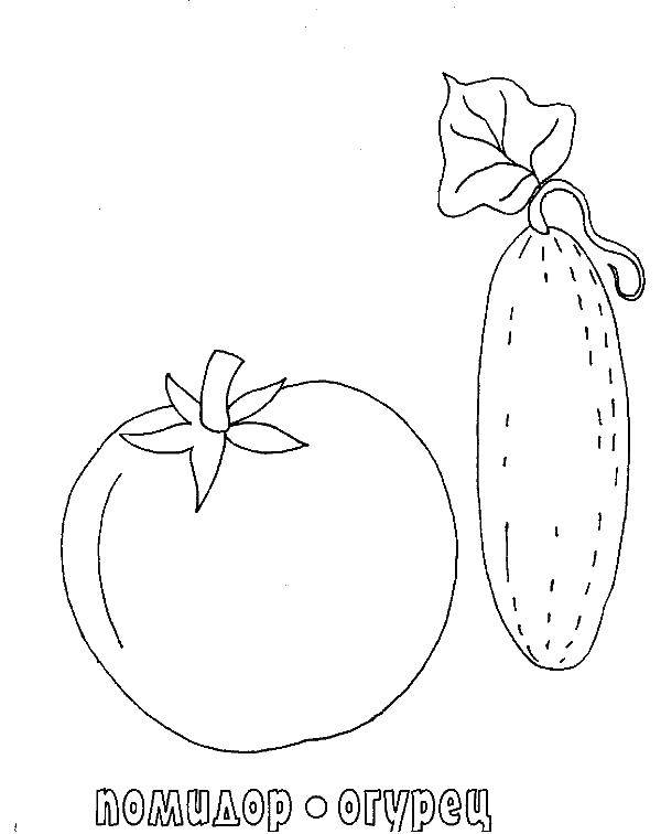 Название: Раскраска Помидор и огурец. Категория: помидор. Теги: овощи, помидоры, огурец.