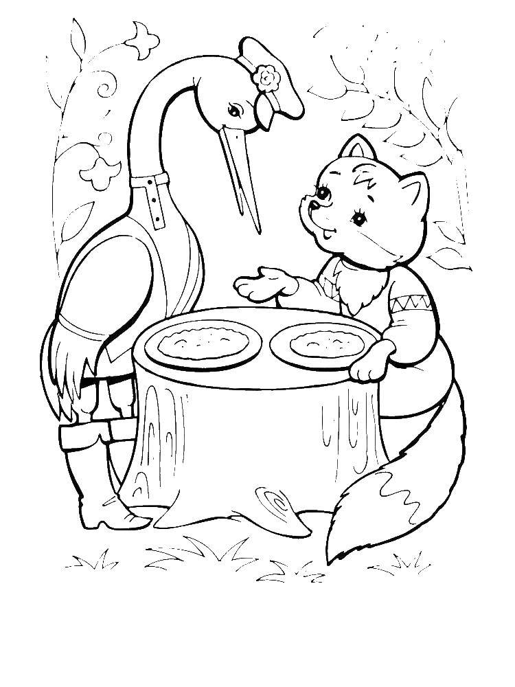 Coloring The crane cannot eat porridge with a beak. Category Fox and the crane. Tags:  Stories. The Fox and the Crane.