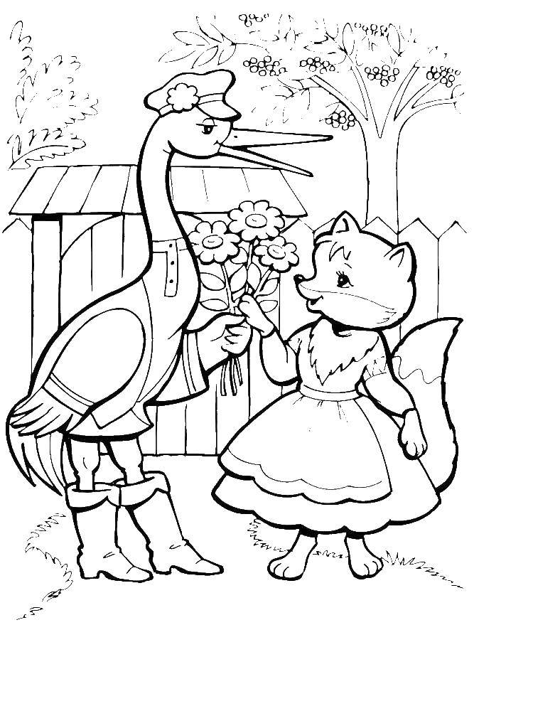 Coloring The crane came to the Fox. Category Fox and the crane. Tags:  Tales, the Fox and the Crane.