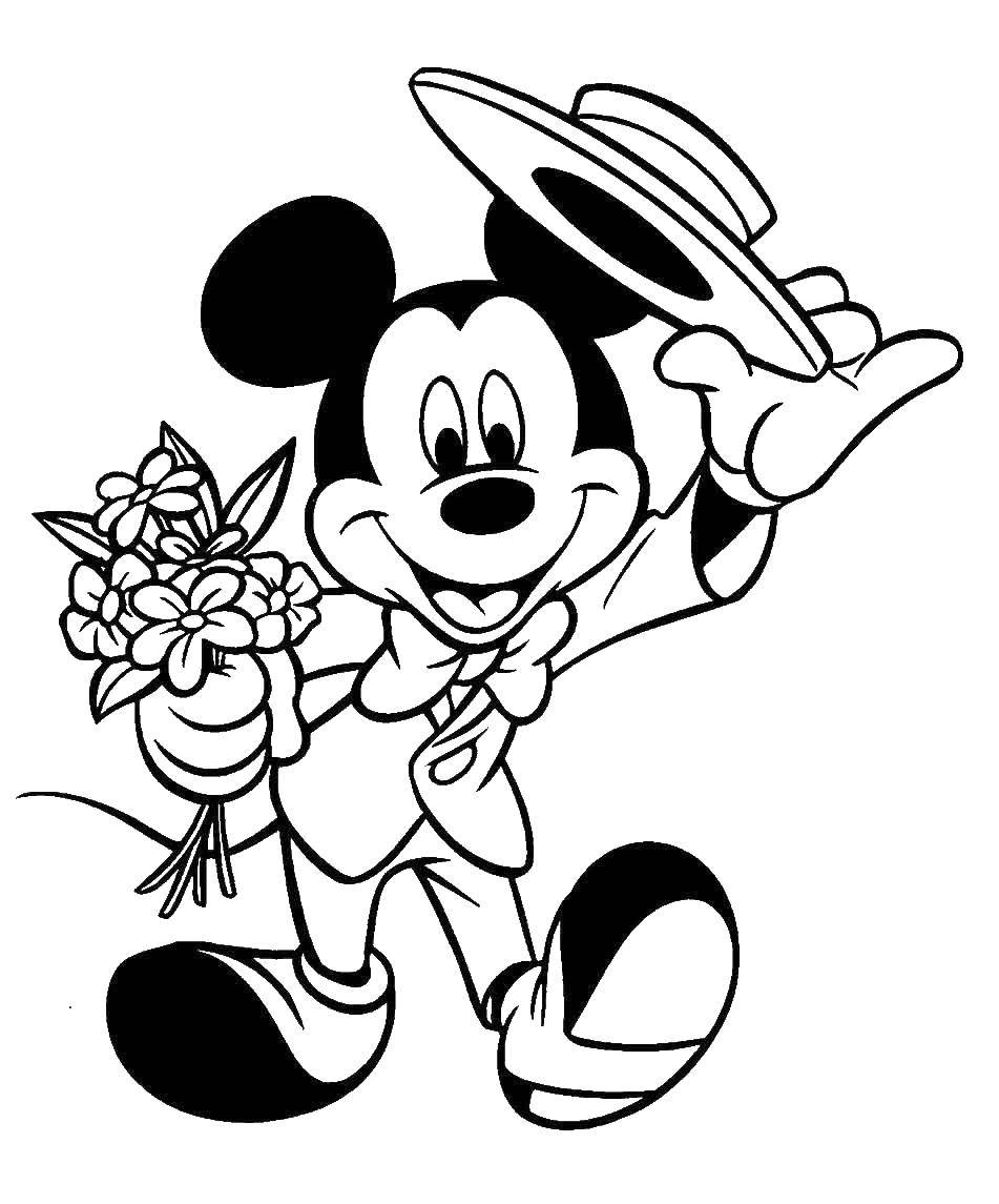 Coloring Mickey mouse gentleman. Category Disney cartoons. Tags:  Disney, Mickey Mouse.