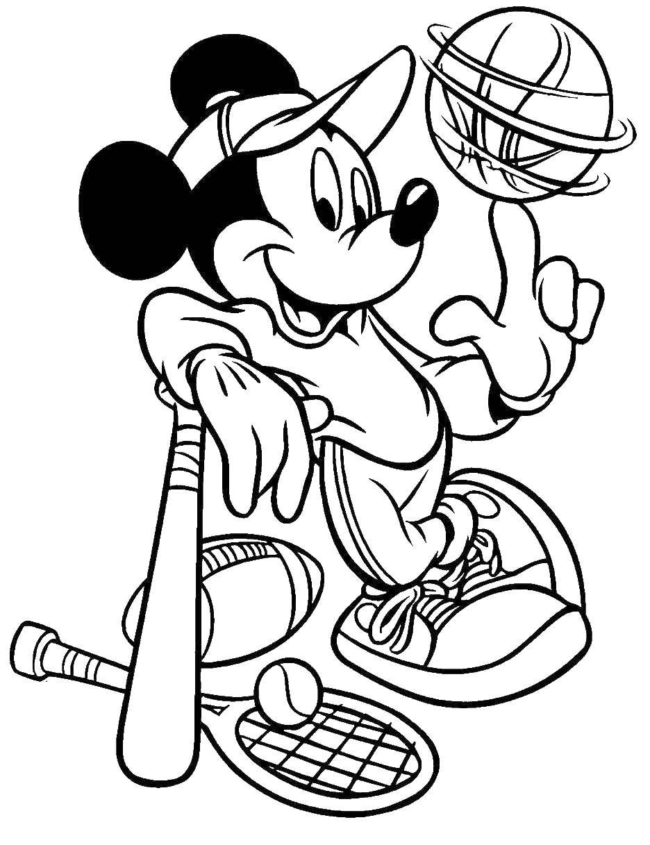Coloring Mickey mouse the athlete. Category sports. Tags:  Sports, Mickey Mouse.