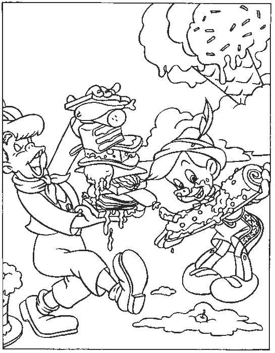 Coloring Pinocchio with a friend. Category Pinocchio. Tags:  fairy tales , Pinocchio, cartoons.