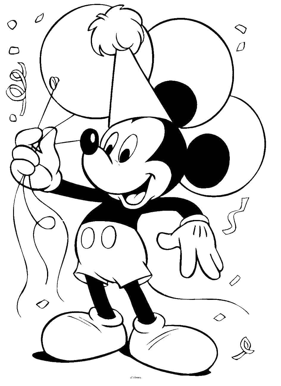 Coloring Festive Mickey mouse. Category Disney cartoons. Tags:  Disney, Mickey Mouse.