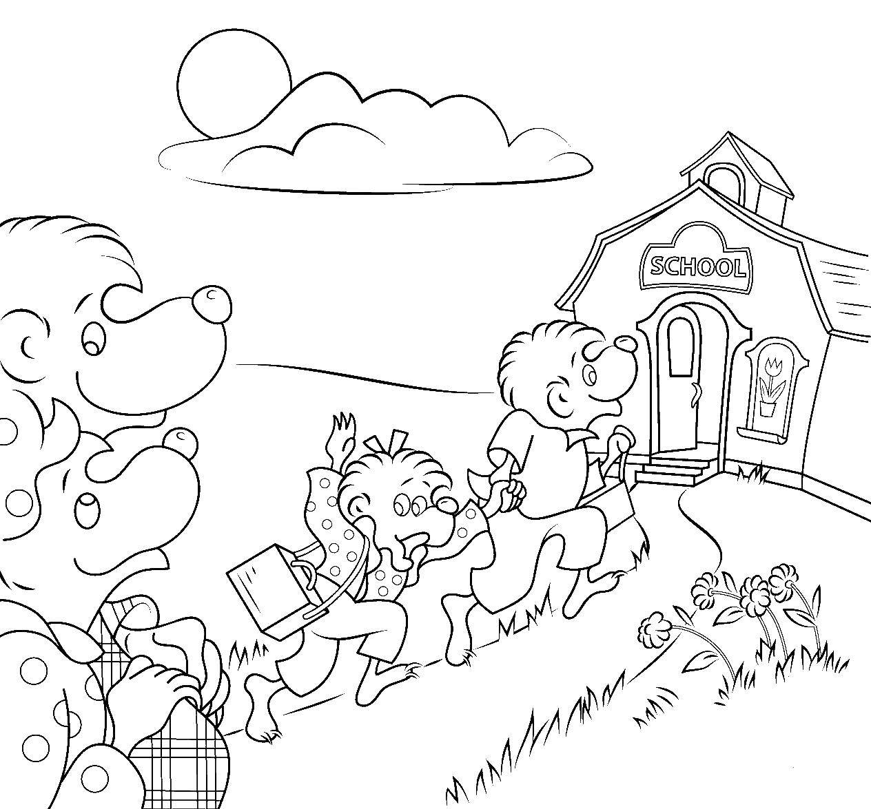 Coloring Hedgehogs go to school. Category school. Tags:  School, class, lesson, children.