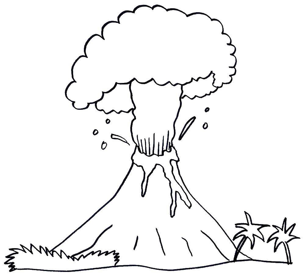 Название: Раскраска Извержение вулкана. Категория: Вулкан. Теги: Вулкан, природа.