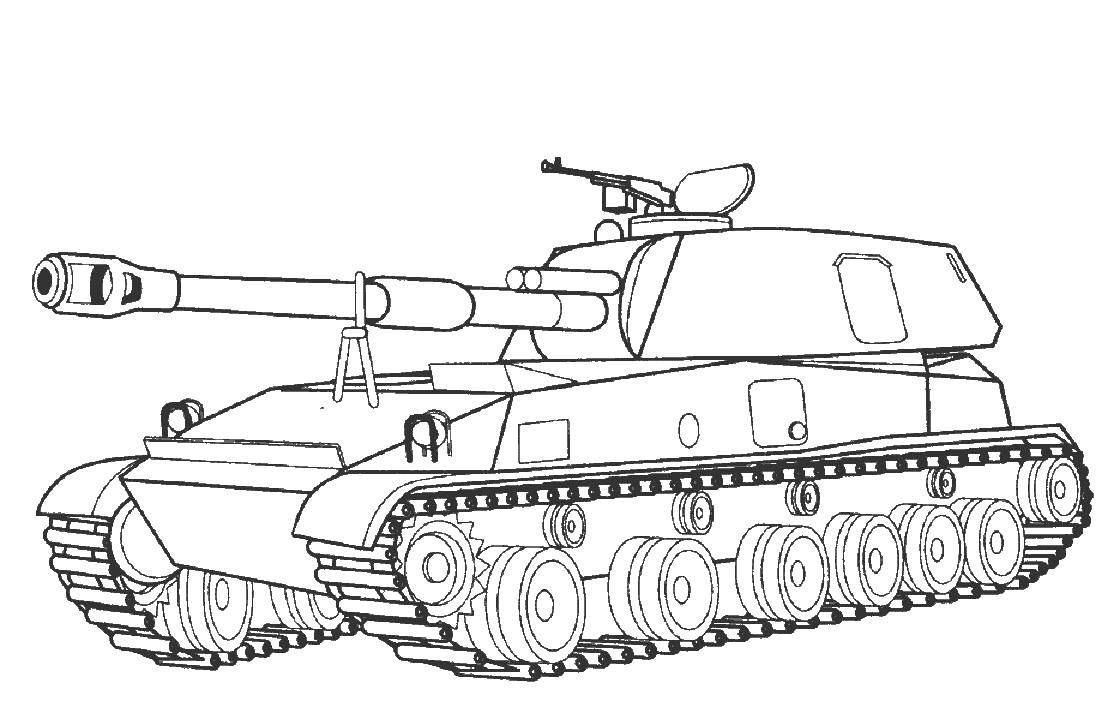 Название: Раскраска Танк. Категория: военное. Теги: Военное, машины, танк, оружие.