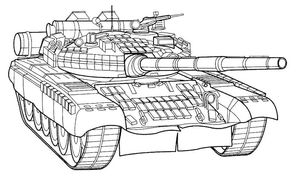 Название: Раскраска Военный танк. Категория: военные раскраски. Теги: Военное, машины, танк, оружие.